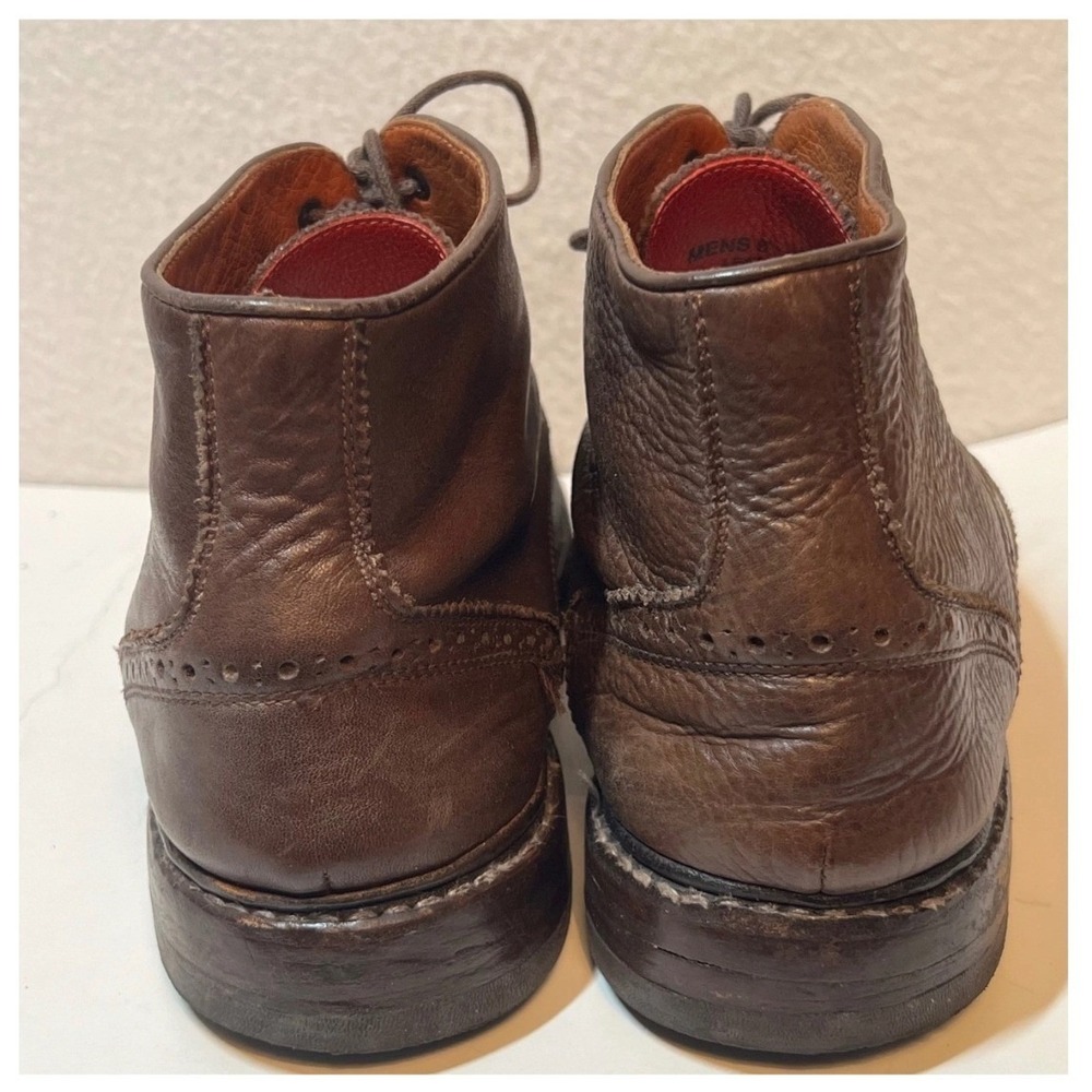 Florsheim by Duckie Brown Mens 9 D Pebble Grain Leather Wingtip Chukka Boots - Picture 9 of 13